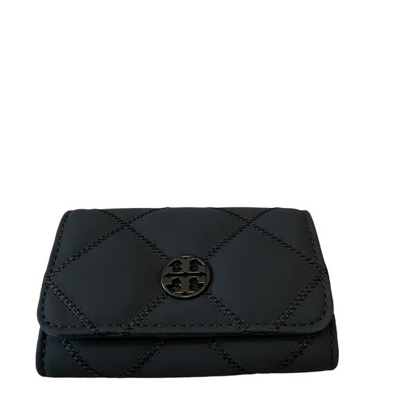 TORY BURCH Willa Matte Card Case 150057 Leather Black Quilted Small NEW - Picture 10 of 16